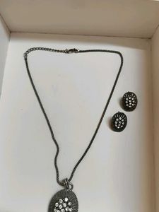 Vintage-Inspired Oxidized Silver &amp; Crystal Pendant