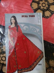 Elegant Coral Embroidered Saree