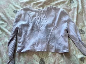 Lavender Ribbed Cropped Cardigan