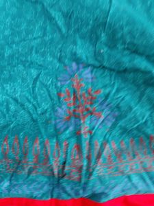 Teal Anarkali Kurta with Pink &amp; Blue Accents