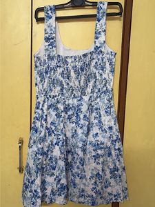 Blue Floral Print Fit &amp; Flare Dress