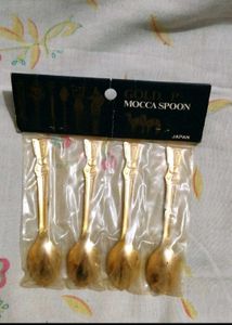 New Seal Pack Set Of 12 Gold Plated Mocca Spoons
