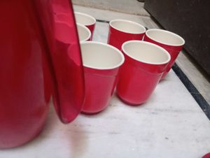 Red jug and 6 glass Set