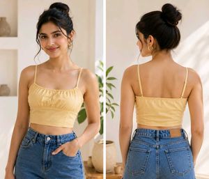Yellow Spaghetti Strap Crop Top 😻
