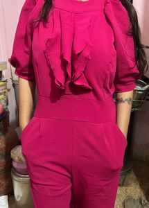 Vibrant Pink Ruffled Jumpsuit