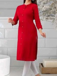 Chic Red Button-Down Kurta