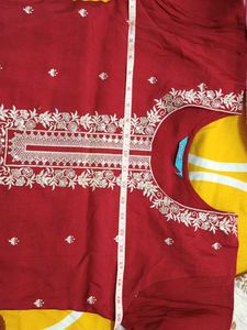 Maroon Embroidered Kurta Set