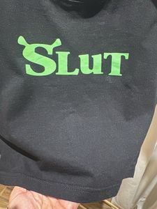 Cute Black Cropped T-Shirt Graphic XS