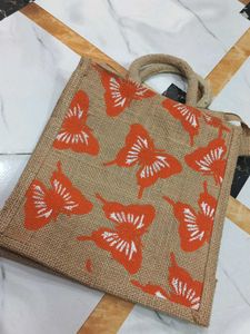 Cute Butterfly Jute Tote Bag