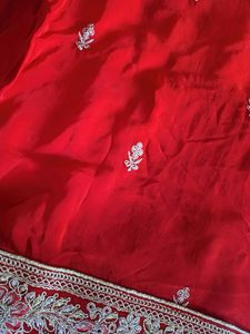 Red Embroidered Silk Blend Suit