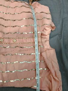 Peach Kurta Set with Sequin Detail