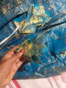 Blue  Lehenga Choli pure gold zari silk