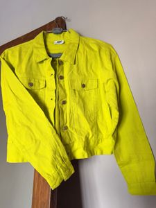 Vibrant Yellow Cropped Denim Jacket