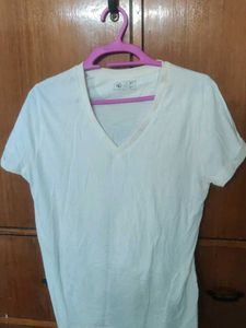 2 Classic White V-Neck T-Shirt- Black &amp; Whit