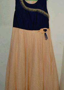 Anarkali-style peach party gown