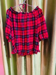 Red Off-Shoulder Top with two customise styl