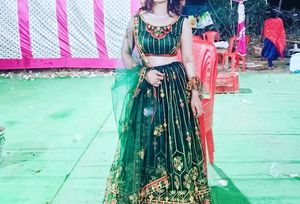 Elegant Green Embroidered Lehenga Set