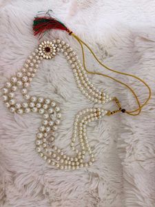 ❤️‍🔥Elegant Pearl Necklace with Red Stone❤️‍🔥