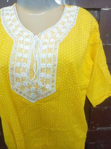Yellow Polka Dot Short Kurti