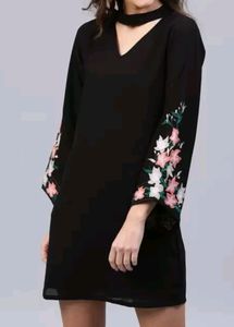 Embroidered Black Dress