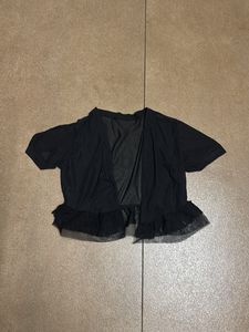 Black Sheer Ruffle Kimono