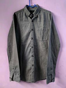 Men's Grey Button-Down Shirt