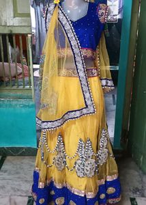 Elegant Yellow & Blue Lehenga Choli Set