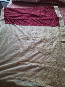 Elegant Maroon & Gold Saree