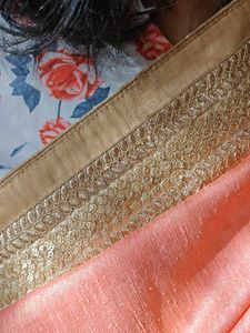 Gold Peach Saree+ 2 blouses