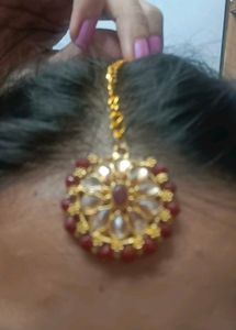 Elegant Maroon &amp; Gold Jewelry Set
