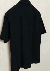 Men's Navy Blue Short Sleeve Button-Up T Shirt