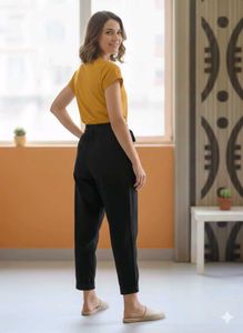 Stylish Black pant and Yellow Top combo set