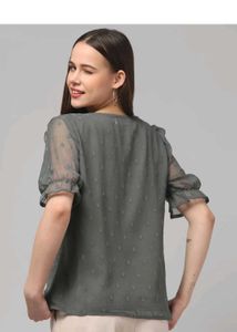 Ruffled Collar Button-Down Top Brand New Stock