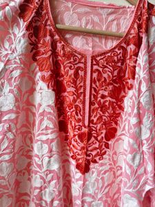 Elegant Pink Embroidered Kurta Semi stitched