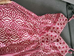 Maroon Geometric Print Jumpsuit