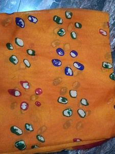 Vibrant Orange Saree with Abstract Print