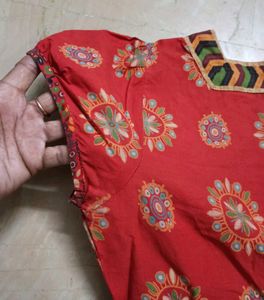 Red Ethnic Printed Fit-n-Flair Midi Dress