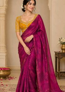 Elegant Pink Saree with Embroidered Blouse