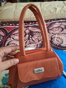 Orange Textured Handbag