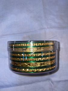Acrylic Green Gold Bangles Size 2-10