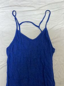 Blue Ribbed Mini Dress - Casual Chic