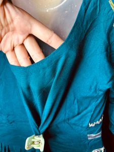 Teal Ethnic Kurta with White Lace