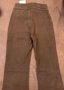 Brown Flared Suede Pants