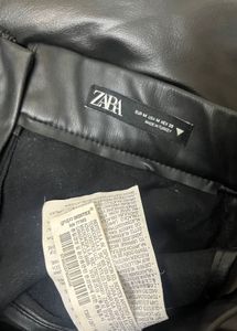 ZARA Black Faux Leather Cut-Out Pants