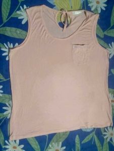 Peach Sleeveless Top with Pocket Detail