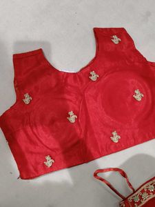 Stunning Red Embellished Lehenga Choli Set