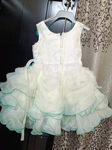 Elegant Turquoise &amp; White Flower Girl Dress