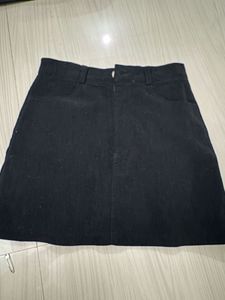 Black Corduroy Mini Skirt