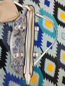 White Floral Handbag with Pouch