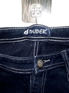 Dark Wash Jeans with White Stitching